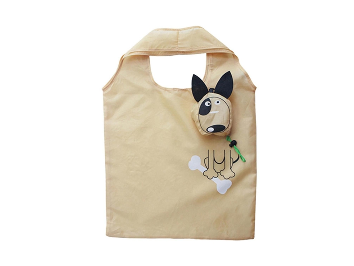 Bolsa de plástico plegable para la compra con asa ancha y amplia abertura, con un bonito estampado de cachorros, portátil y ecológica. GOKOCO