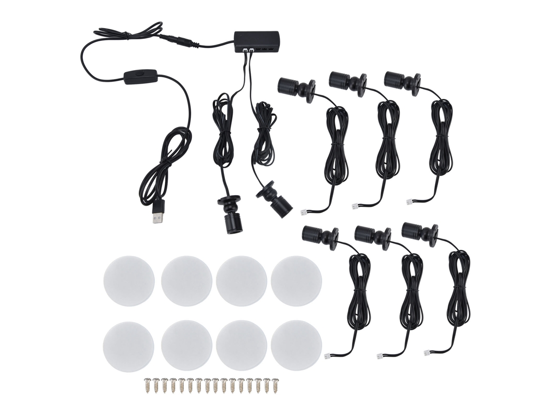 Lámpara LED 2026 para armario, regulable por USB, pequeña, redonda, para vitrina, ropa y joyas.
