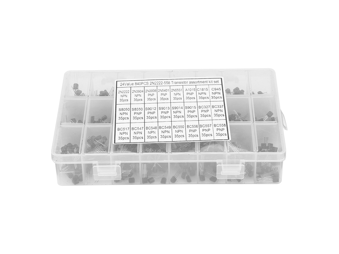 Kit De Transistores Npn Pnp 840pcs 2n2222a-bc558 De 3 Pines Silicio Para Diy