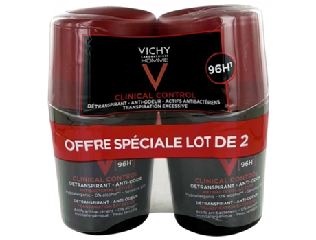 Desodorante Homme Clinical Control Desodorante Anti-Olor 96H Roll-On Lote de 2 X 50 Ml VICHY