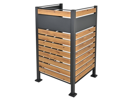 Valla Para 1 Cubo De Basura 91X91X150 Cm Acero Antracita/Madera ML-DESIGN
