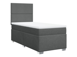 Maison Exclusive - Cama Box Spring Con Colchón Tela Gris Oscuro 90x190 Cm