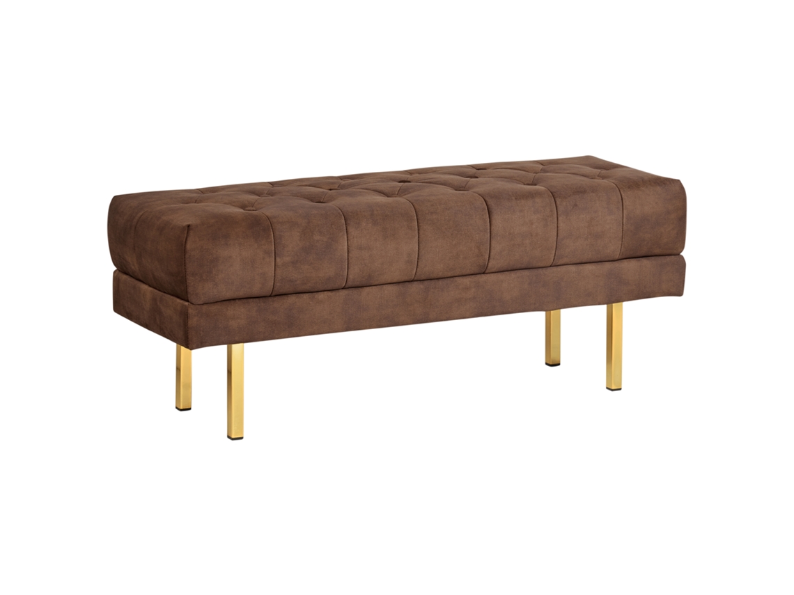 Banco de cama BELIANI Roseville de Terciopelo Marrón 117x40x44