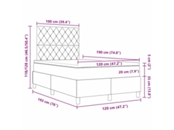 Maison Exclusive - Cama Box Spring Led Gris Claro 120 X 190 Cm Terciopelo