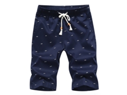 Pantalones Cortos Casuales De Algodón Azul Oscuro Para Hombre Con Bolsillo, Transpirables, Corte Tridimensional.