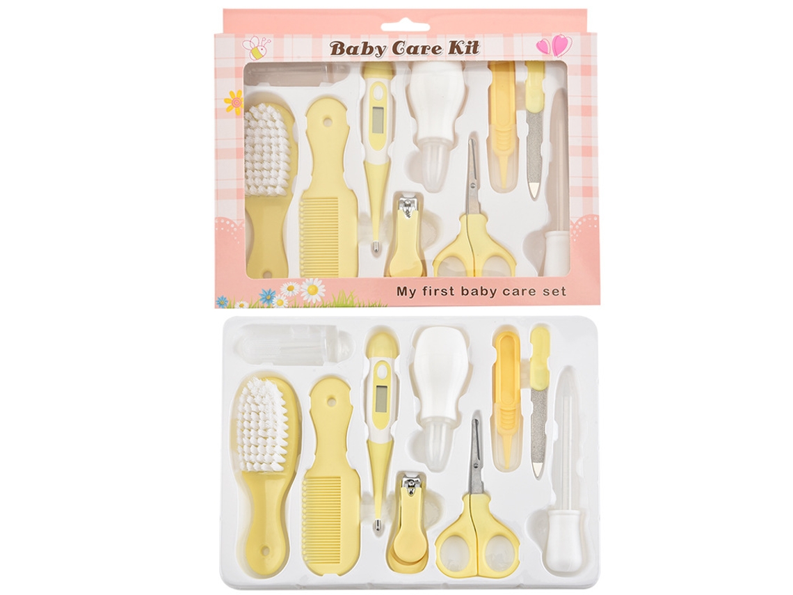 Set de baño y cuidado diario para bebés Yuysan (10 piezas) - Amarillo claro