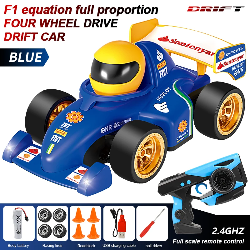 (azul) Coche De Control Remoto De Alta Velocidad Con Fórmula De Control Remoto De 2,4 G Y Tracción En Las Cuatro Ruedas