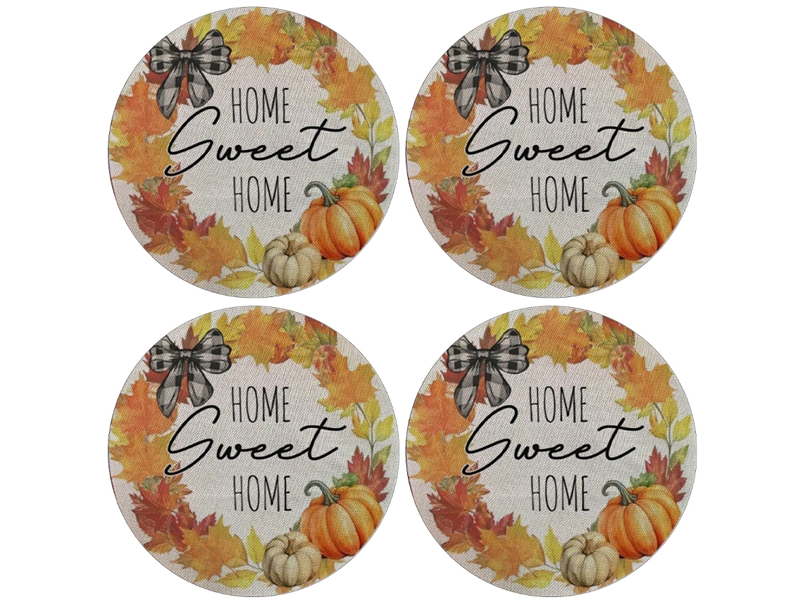 Tapetes Redondos de Otoño con Calabaza, Juego de 4 Piezas, Decoración de Fiesta NEVEANCE