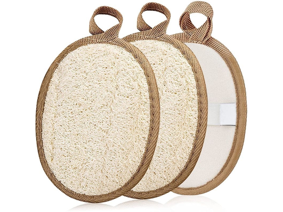 Esponja De Lufa Natural, Cepillo Exfoliante Corporal Premium (paquete De 3), Suave Para Mujeres Y Hombres, Ecológico.