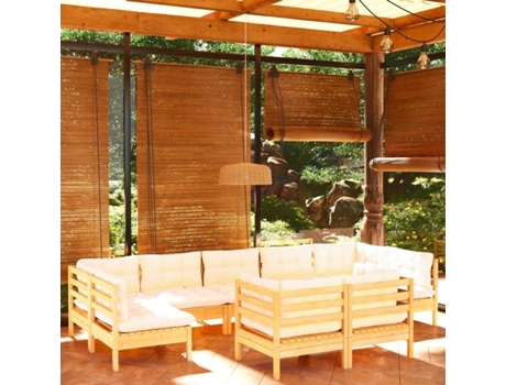Conjunto 9 Muebles de jardín VIDAXL y cojines madera maciza de pino