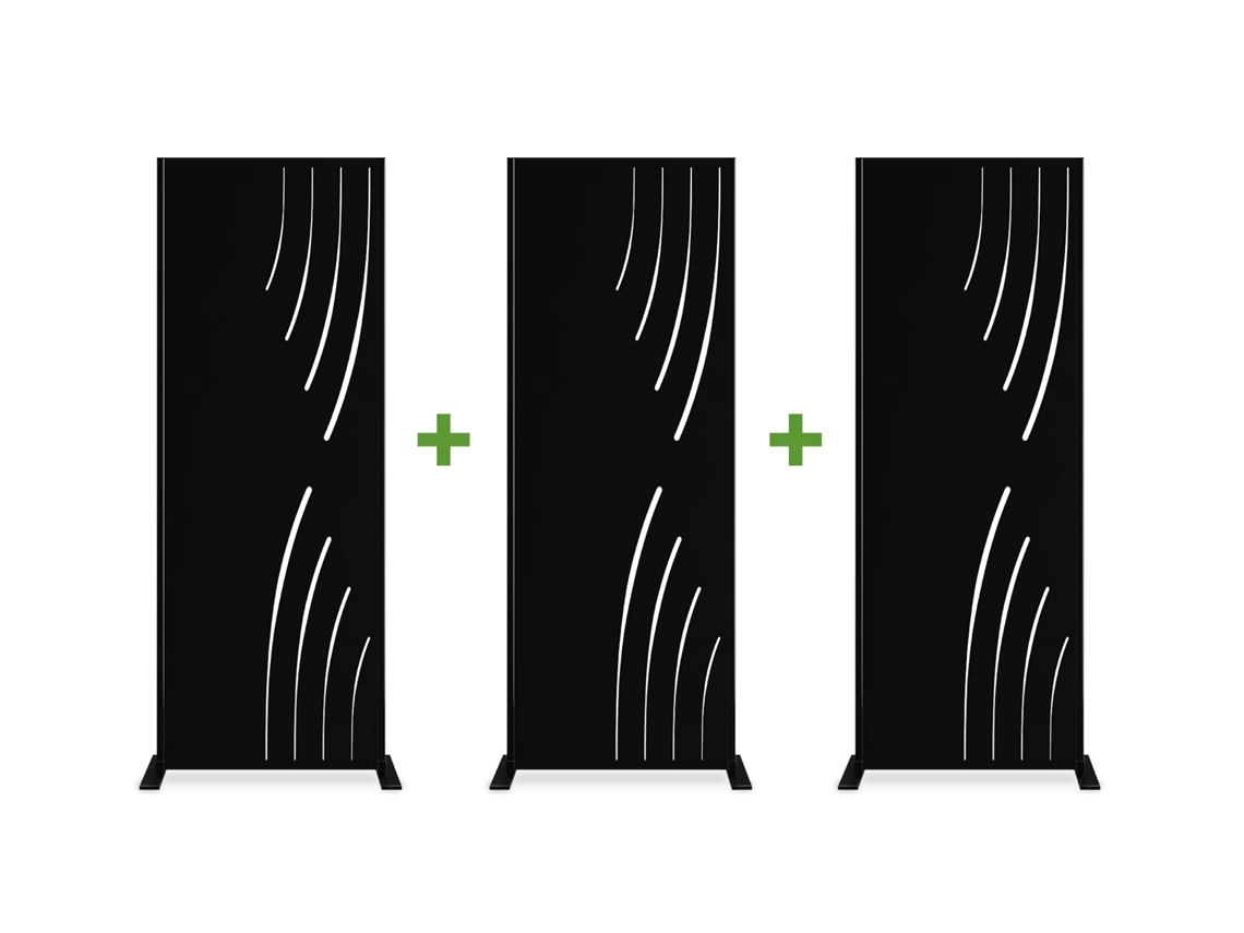 Juego de 3 paneles decorativos VELETA Negro Al.160cm patrones lado derecho