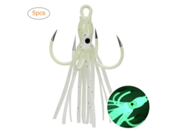 Danu26-5 Piezas Cebo De Pesca De Pulpo Simulado Luminoso Con Anzuelo De Cuatro Mandíbulas