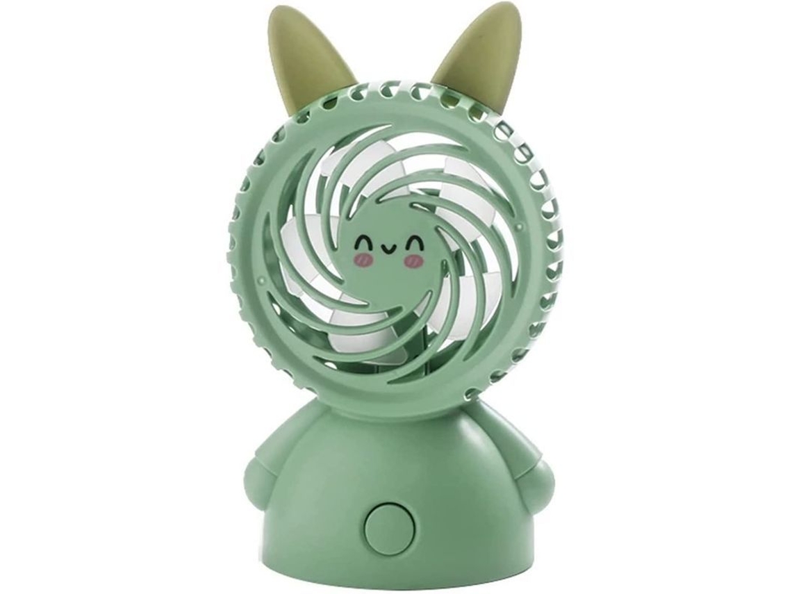 Mini Ventilador Portátil Recargable Por Usb Con Forma De Conejo De Dibujos Animados Que Se Ilumina (verde, 1 Unidad)