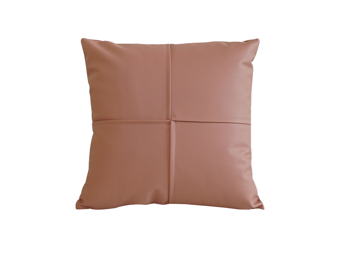 Funda De Almohada De Cuero Sintético De Color Puro: Moderna Y Sencilla Con Costuras.