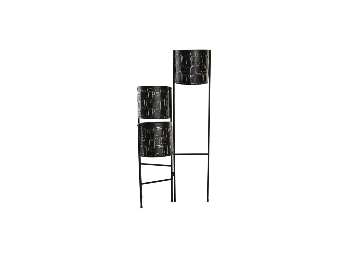 Macetero Metal Caras Negro 22x22x93cm