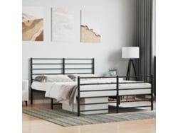 Estructura Cama Sin Colchón Con Estribo Metal Negro 120x190 Cm