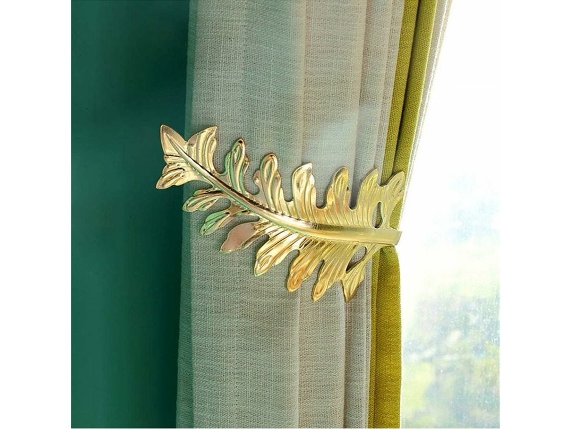 VVJIJILLY 1 Par De Abraçadeiras De Cortina Em Metal, Design Folha Para Quarto E Sala