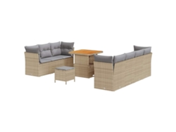 Maison Exclusive - Conjunto de sofás de jardín manuales de 10 piezas, color beige y gris claro
