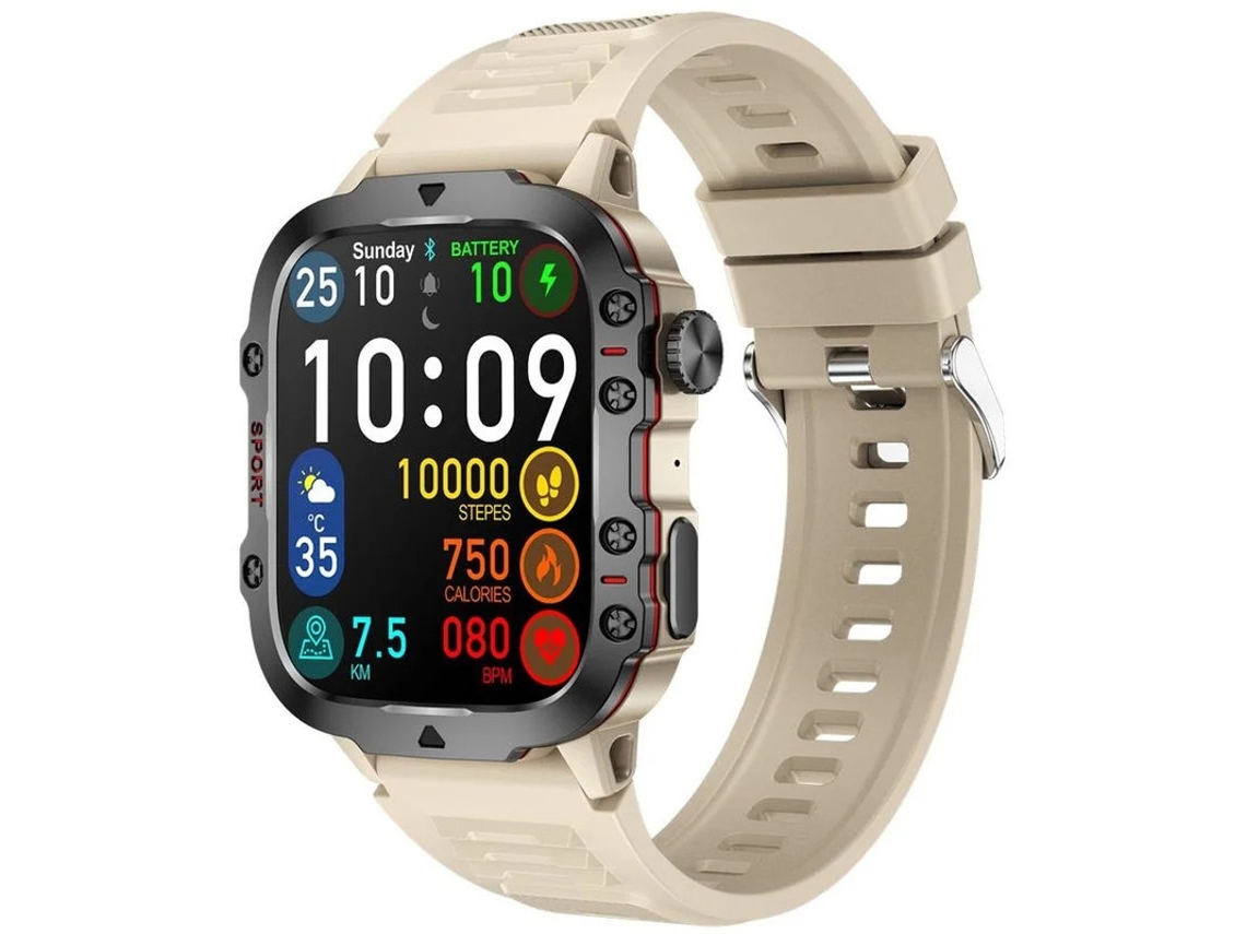 Smartwatch Masculino 1.96 Pulgadas Hace/recibe Llamadas Monitoreo De Salud Monitoreo De Ejercicios Para Android Caqui Yizhood