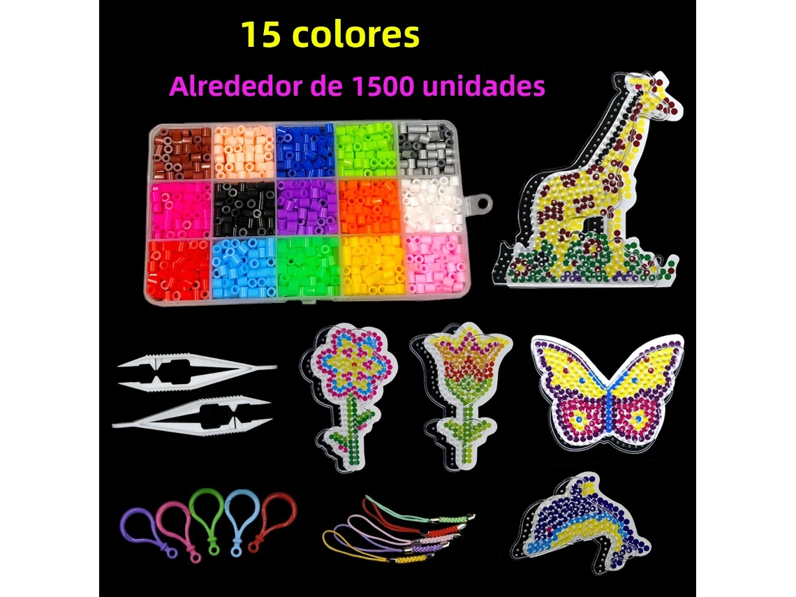 Juego de rompecabezas de frijoles de 5 mm y rompecabezas de dibujos animados en 3D. Mdug (15 colores, 1500 piezas)