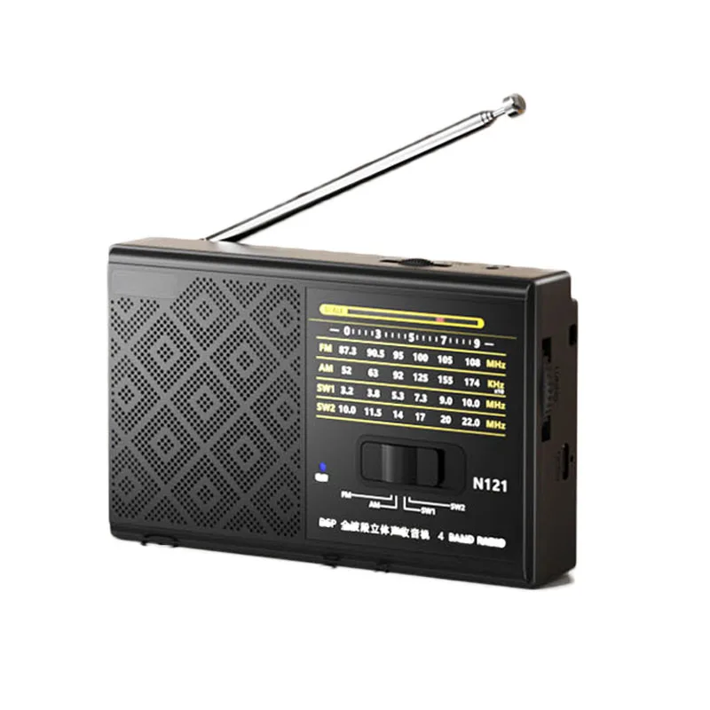 Radio De Banda Fm/am/sw1-2 (negra) Con Altavoz Incorporado, Antena Retráctil, Conector Para Auriculares De 3,5 Mm Y Batería Recargable.