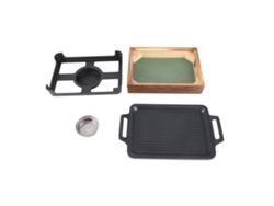 Parrilla de sobremesa para barbacoa, base de madera antiadherente, estufa de alcohol portátil, parrilla compacta para restaurante, hogar y camping.