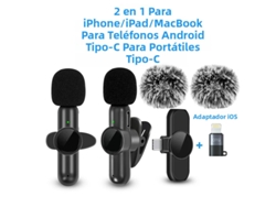 Micrófono de solapa inalámbrico 2.4G con cancelación de ruido, compatible con varios dispositivos. Mdug (compatible con iOS tipo CE)