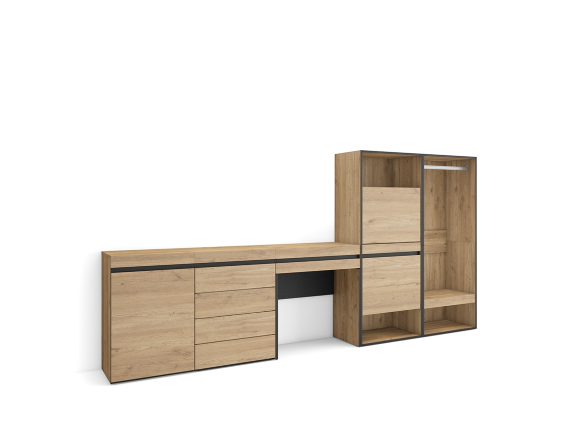 Zapatero | Organización del almacenaje | 297x145x35 cm | Para dormitorio | Armario abierto | Cómoda | Tocador | Roble Duérmete Online