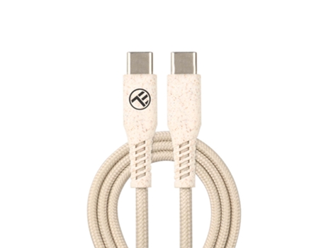 Cable de Datos TELLUR Green Tipo-C para Tipo-C 3A Pd60W 1M Nylon Paja de Trigo Crema
