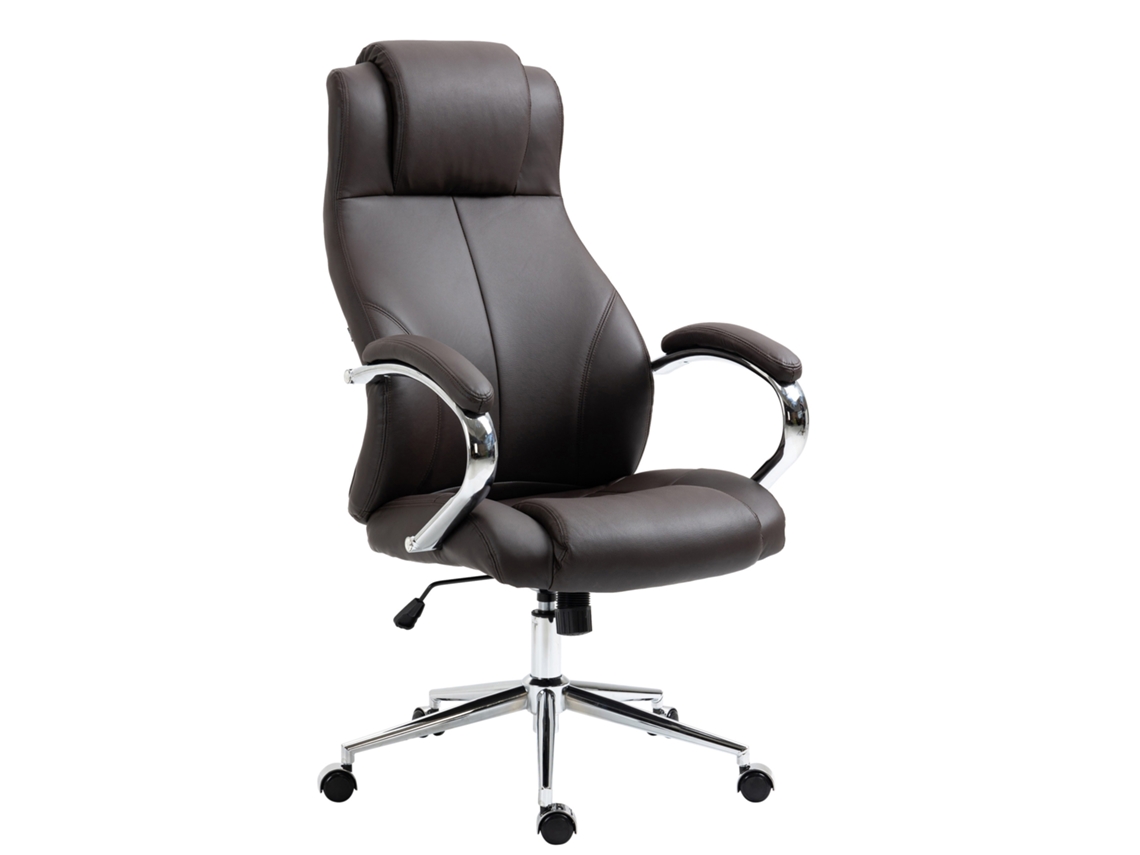 Silla de oficina Salford de cuero genuino CLP marrón
