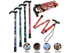 Bastón deslizante de aluminio con diseño floral para senderismo, acampada y como ayuda protectora para la movilidad.