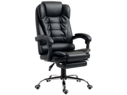 Silla Oficina Gerente Reclinable Ruedas Pu Negra Confort