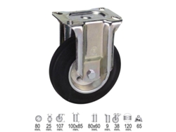 Rueda Industrial Goma Negra Fija 80 mm WOLFPACK LINEA PROFESIONAL