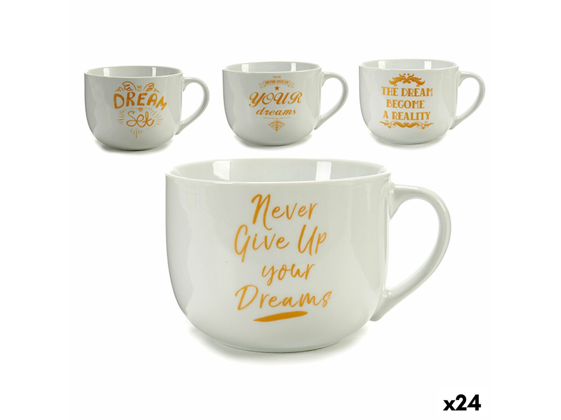 Taza Dream Porcelana Dorado Blanco 500 ml 24 Unidades