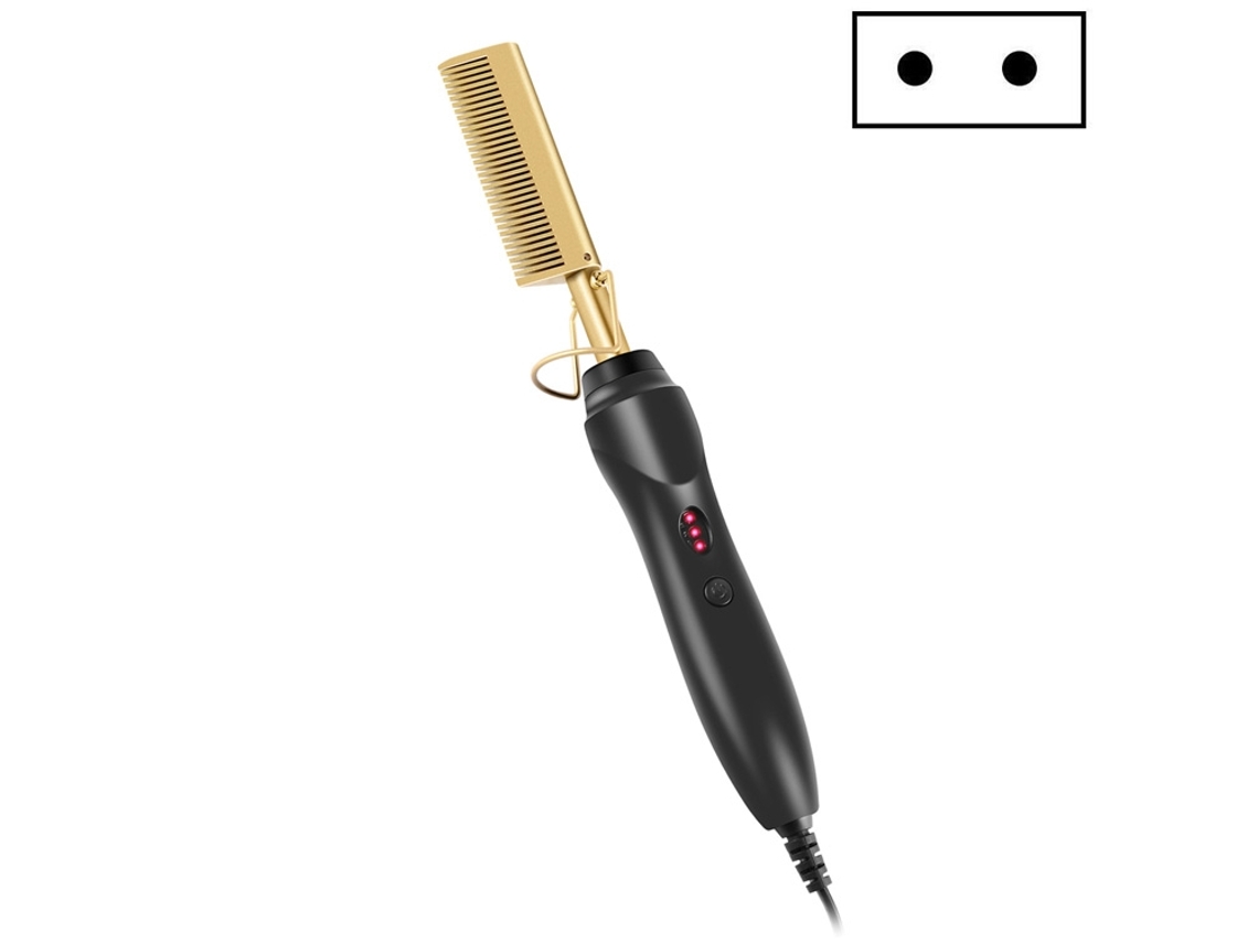 (Oro) Peine multifuncional para cabello, para usar en cabello húmedo y seco, peine eléctrico para alisar y rizar.
