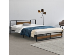 Cama de Matrimonio [ES.CASA] (209 x 184 x 88,5 cm - Acero - Negro)