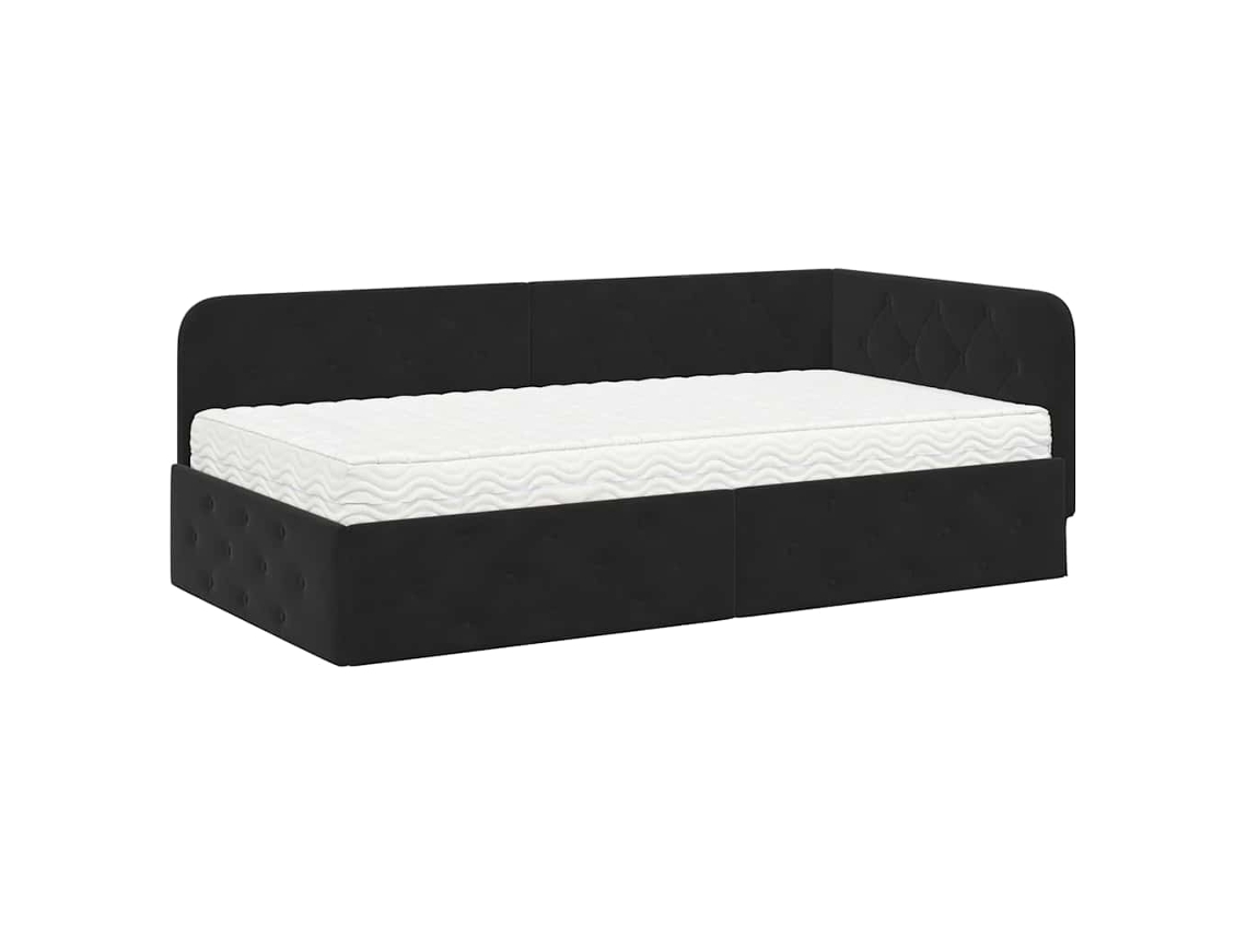 Maison Exclusive - Estructura De Cama En Esquina Negro 90 X 190 Cm Terciopelo