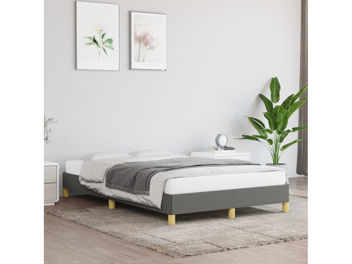 Cama Matrimonial | Cama Para Adultos | Estructura De Cama Sin Colchón Tela Gris Oscuro 120x200 Cm Wsd120503