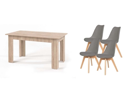 Pack Mesa Fija de Comedor o Cocina Cambria 4 Sillas Nordic Gris SALDOSYSTOCKS