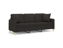 Maison Exclusive - Sofá de 3 plazas + cojines decorativos, 180 cm, tela negra.