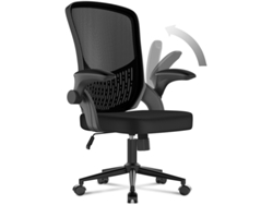 Silla de Oficina Ergonómica RACINGREAT con Brazos Abatibles 90 - Soporte Lumbar de Diseño Exclusivo - Tapicería de Malla Transpirable - Negro
