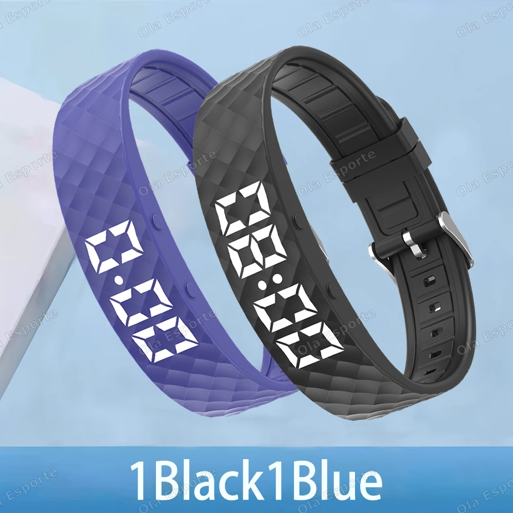 (1 Azul, 1 Negro) Pulsera De Actividad Con Alarma Por Vibración, Monitorización Del Sueño Y Podómetro.