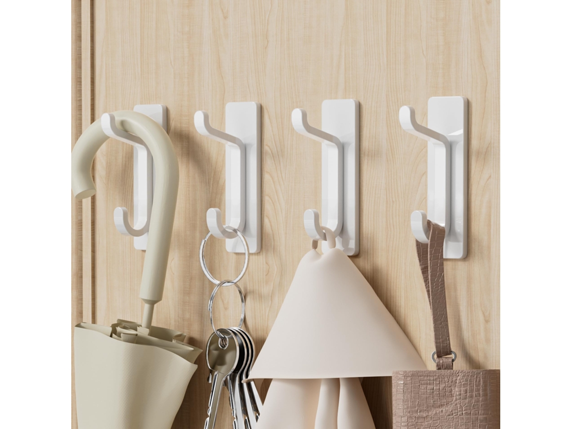 Ganchos Dobles Con Revestimiento Exterior Reforzado. Fuerte Adherencia. Soporta Hasta 6 Kg Sin Necesidad De Taladrar. Apto Para Baños, Cocinas Y Otros