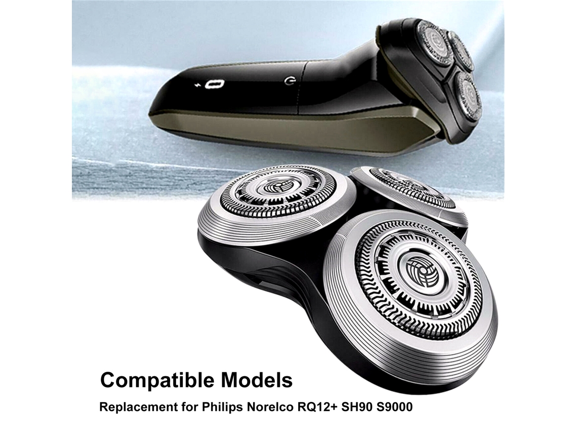Cabezales De Afeitar Eléctricos Lavables De Reemplazo Para Philips Norelco Rq12+ Sh90 S9000 Con Tapa