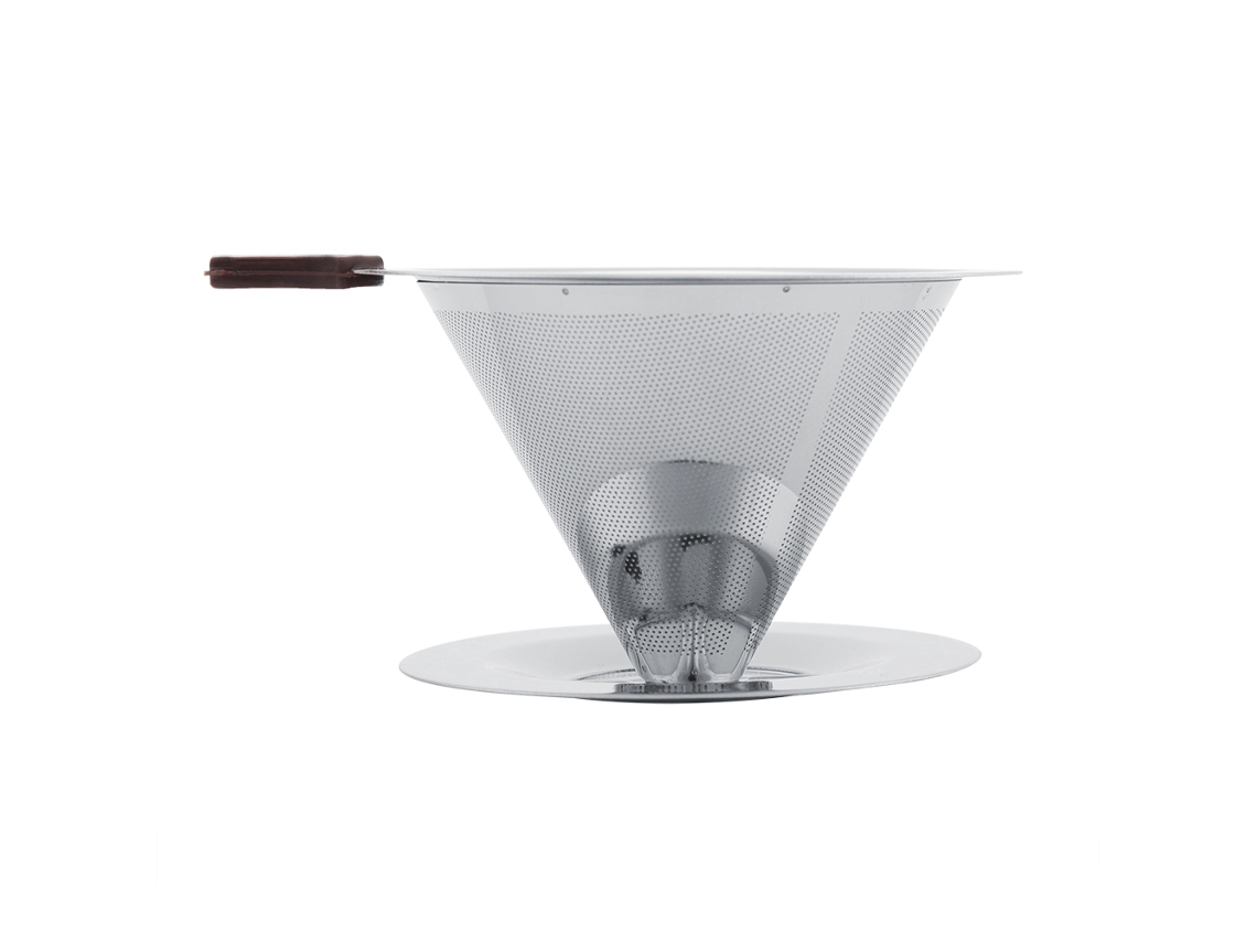 Filtro De Café Reutilizable De Acero Inoxidable Con Soporte Para Tazas De Dos Niveles.