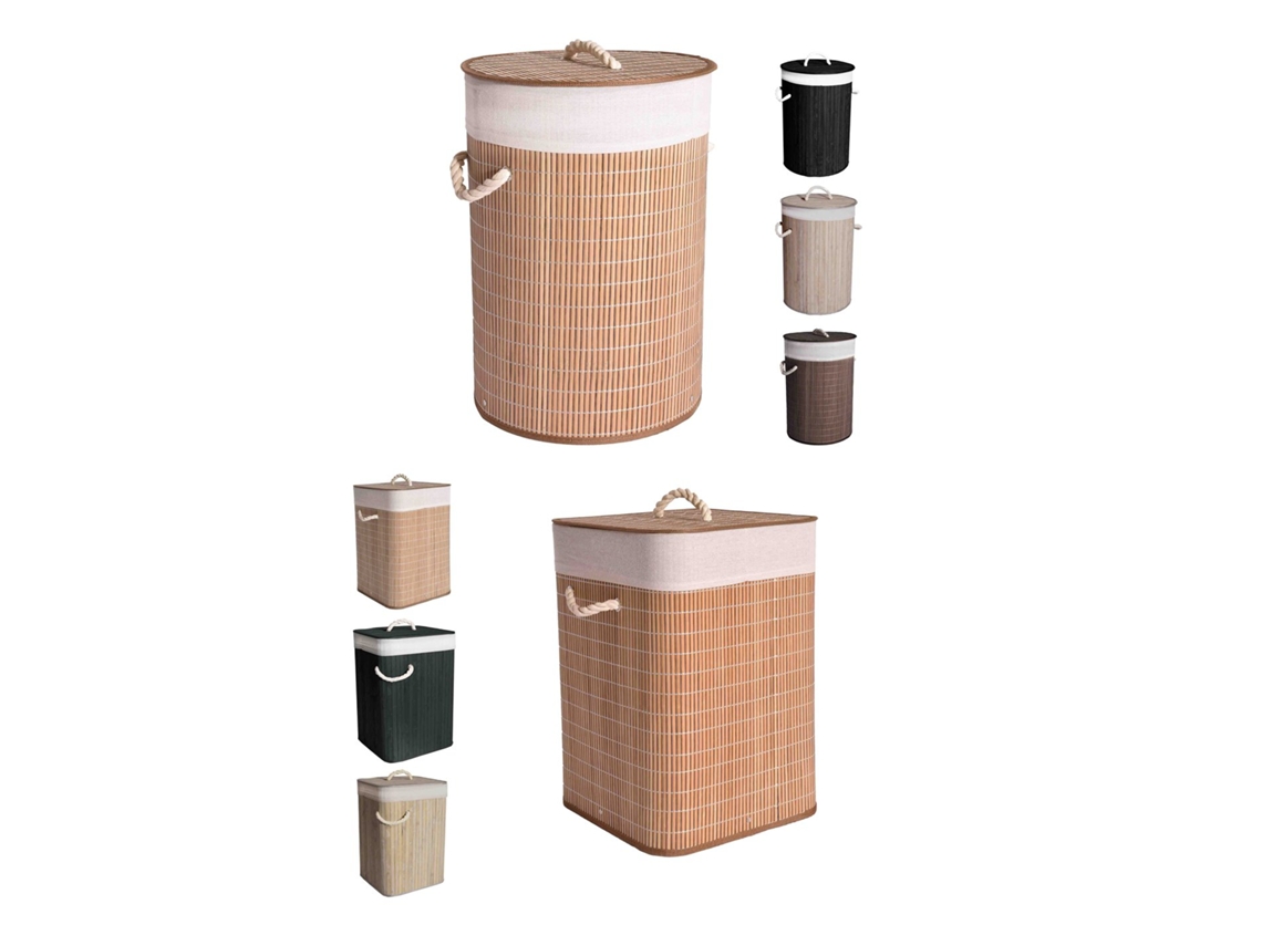 Cesto Ropa Sucia Bambú – Cesta De La Colada Plegable Con Bolsa Extraíble Y Asas -  Cubo Ropa Con Tapa Negro Cuadrado