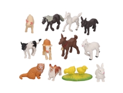 Ats-12 Piezas Juguetes Educativos De Animales De Granja Simulados Caballo Oveja Cerdo Vaca Gato Perro Pollito Pato Conejo Estatuas