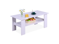 Mesa De Centro Relaxdays, Hbt: 53,5 X 100 X 50 Cm, Mesa De Salón Con Estante Inferior, Mesa De Café Moderna, Blanca