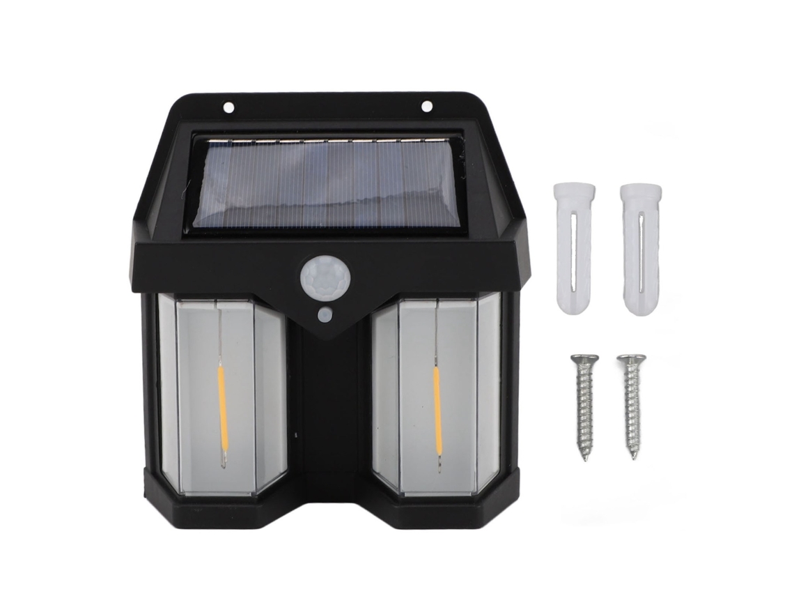 2026-lámpara De Pared Exterior Cuadrada 2 Luces Con Sensor De Movimiento 3 Modos Solar Impermeable Para Jardines Patios Corredores