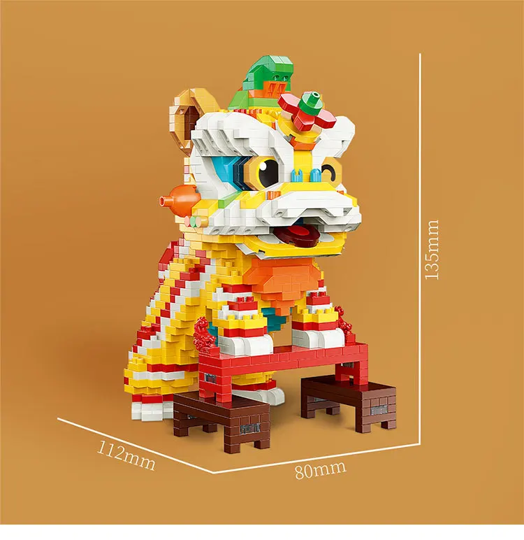 (naranja) Figuras De Animales De Dibujos Animados Culturales Y Artísticos Chinos, Bloques De Construcción En Miniatura, Juguetes Educativos